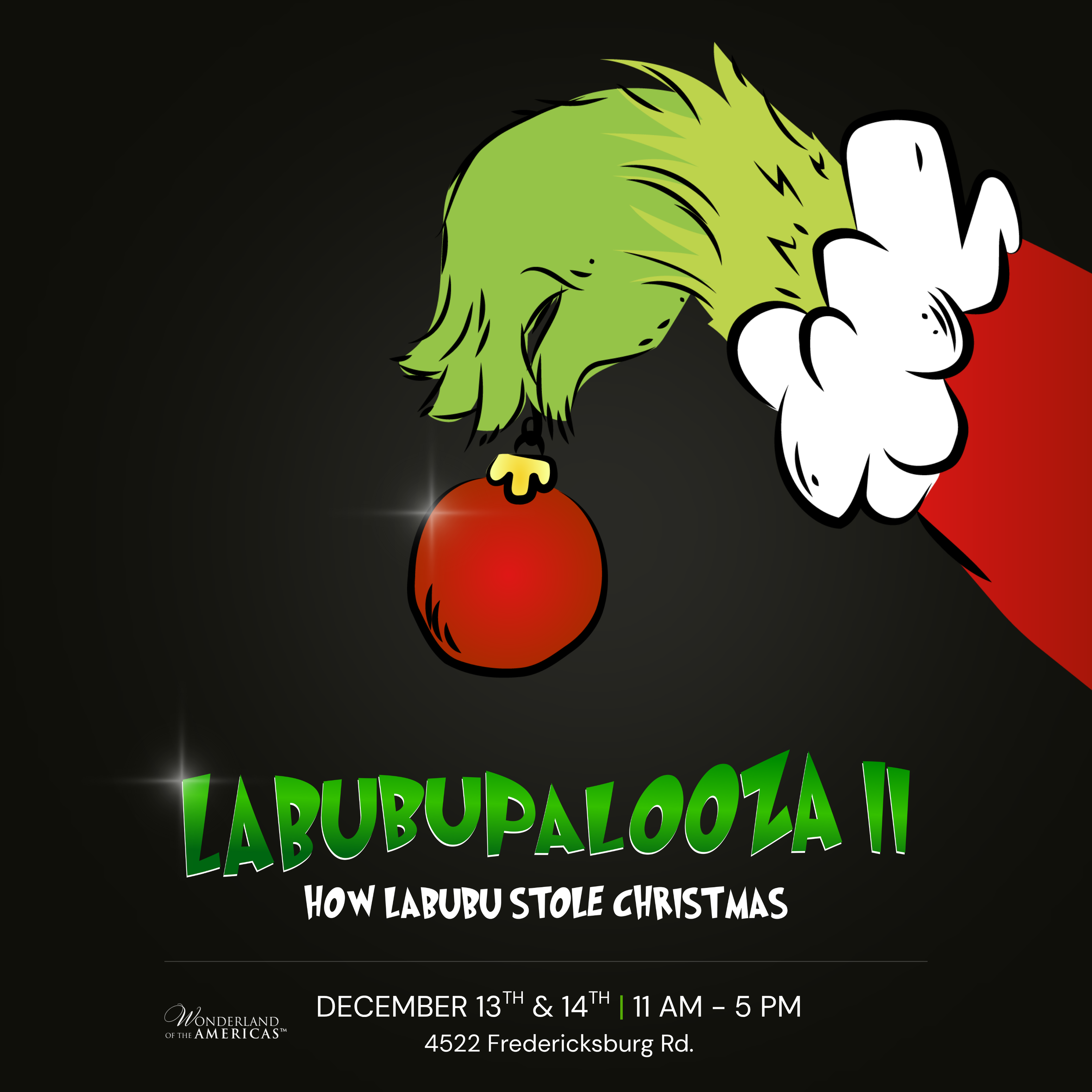Event flyer for LABUBUPALOOZA II: How Labubu Stole Christmas